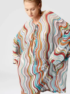 Caftan couvrant à manches longues avec motif vague lamé