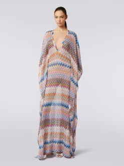 Caftan long avec encolure en V et lurex