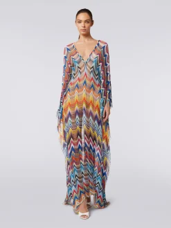 Caftan long avec franges et lurex