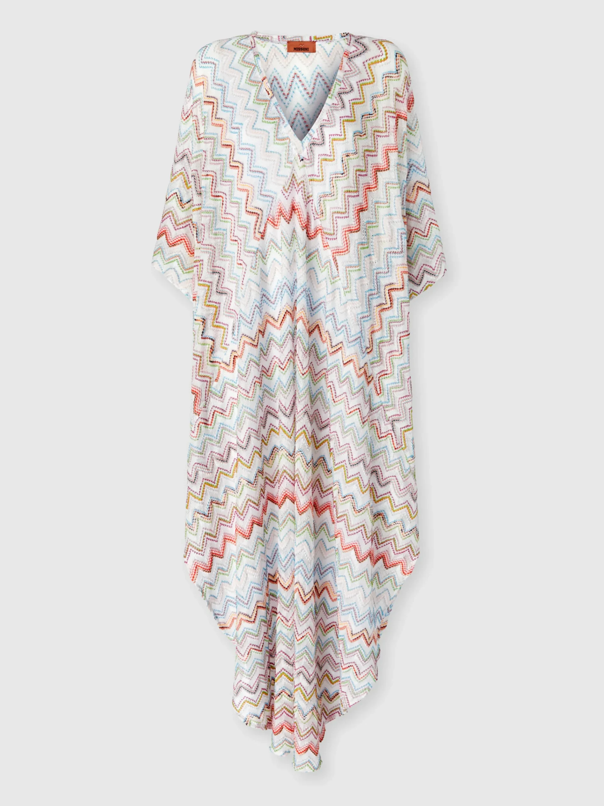 Caftan long avec lamé 3D zig zag et manches chauve-souris