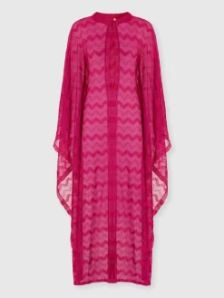 Caftan long couvrant en viscose lamée zigzag