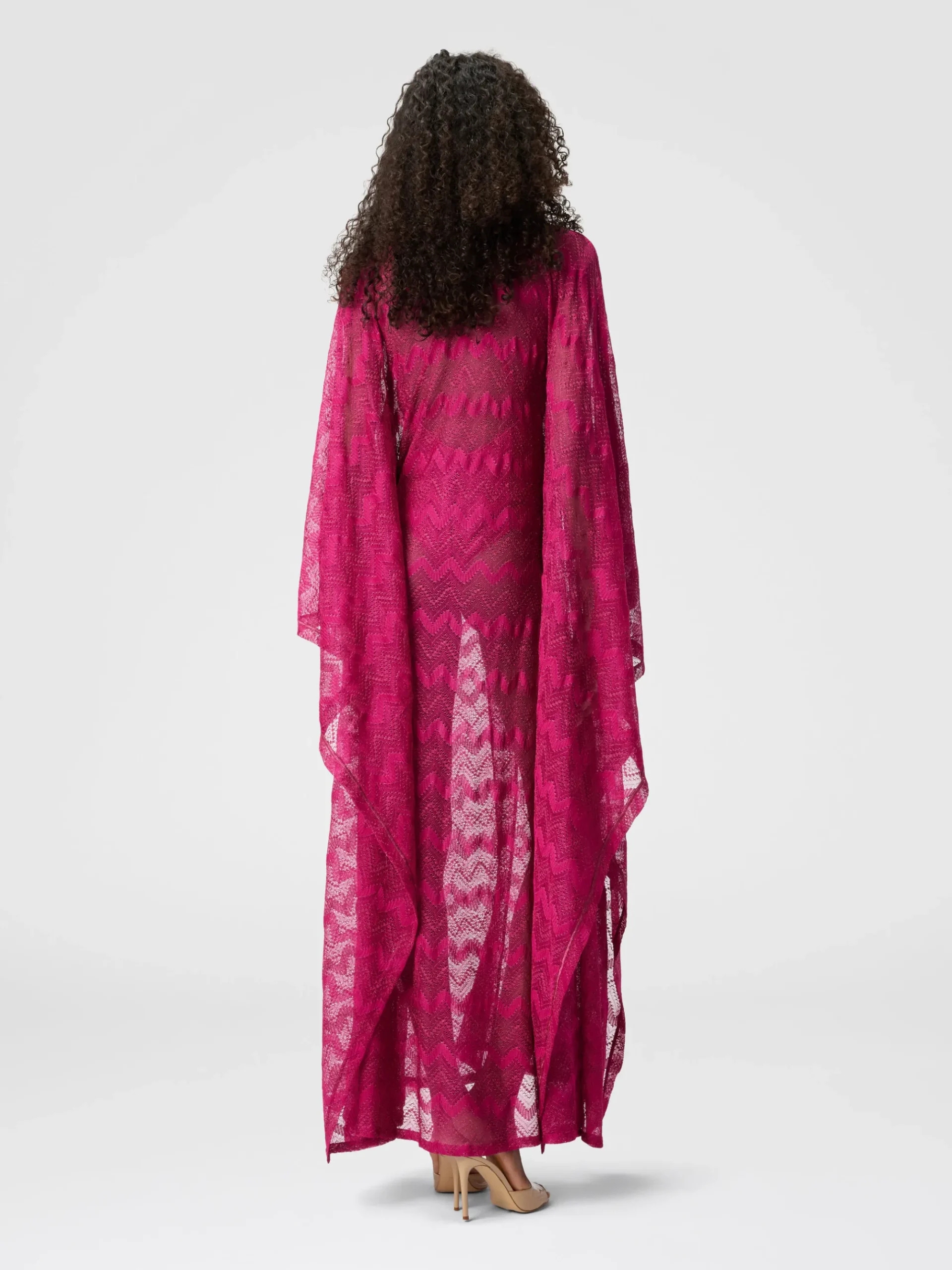 Caftan long couvrant en viscose lamée zigzag