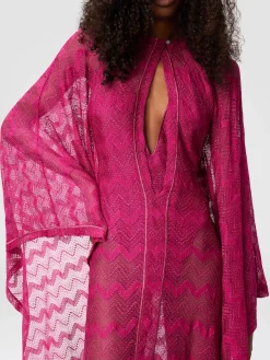 Caftan long couvrant en viscose lamée zigzag