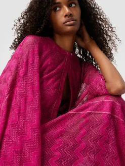 Caftan long couvrant en viscose lamée zigzag