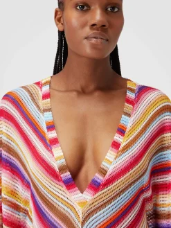 Caftan long en crochet rayé