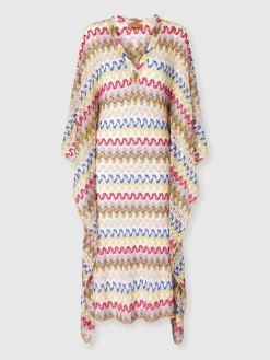 Caftan long en dentelle de viscose lamée