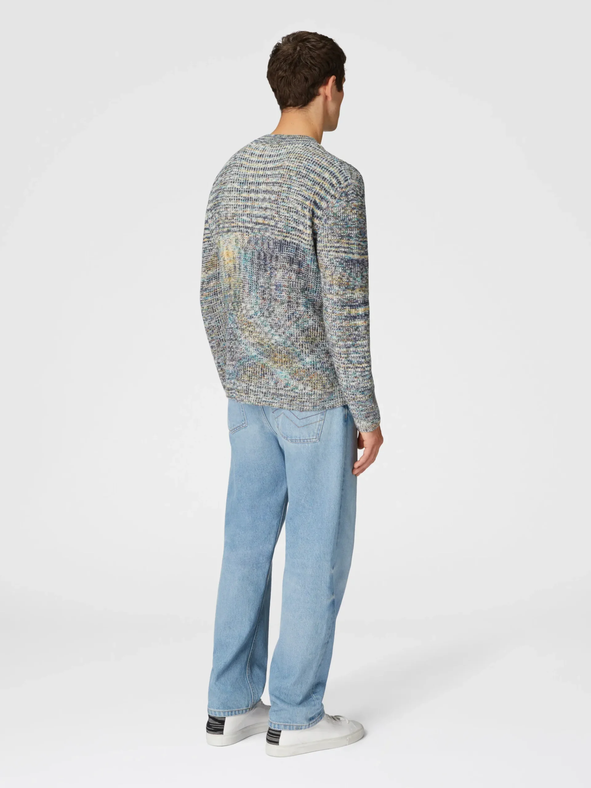 Cardigan en cachemire et laine à motif flammé