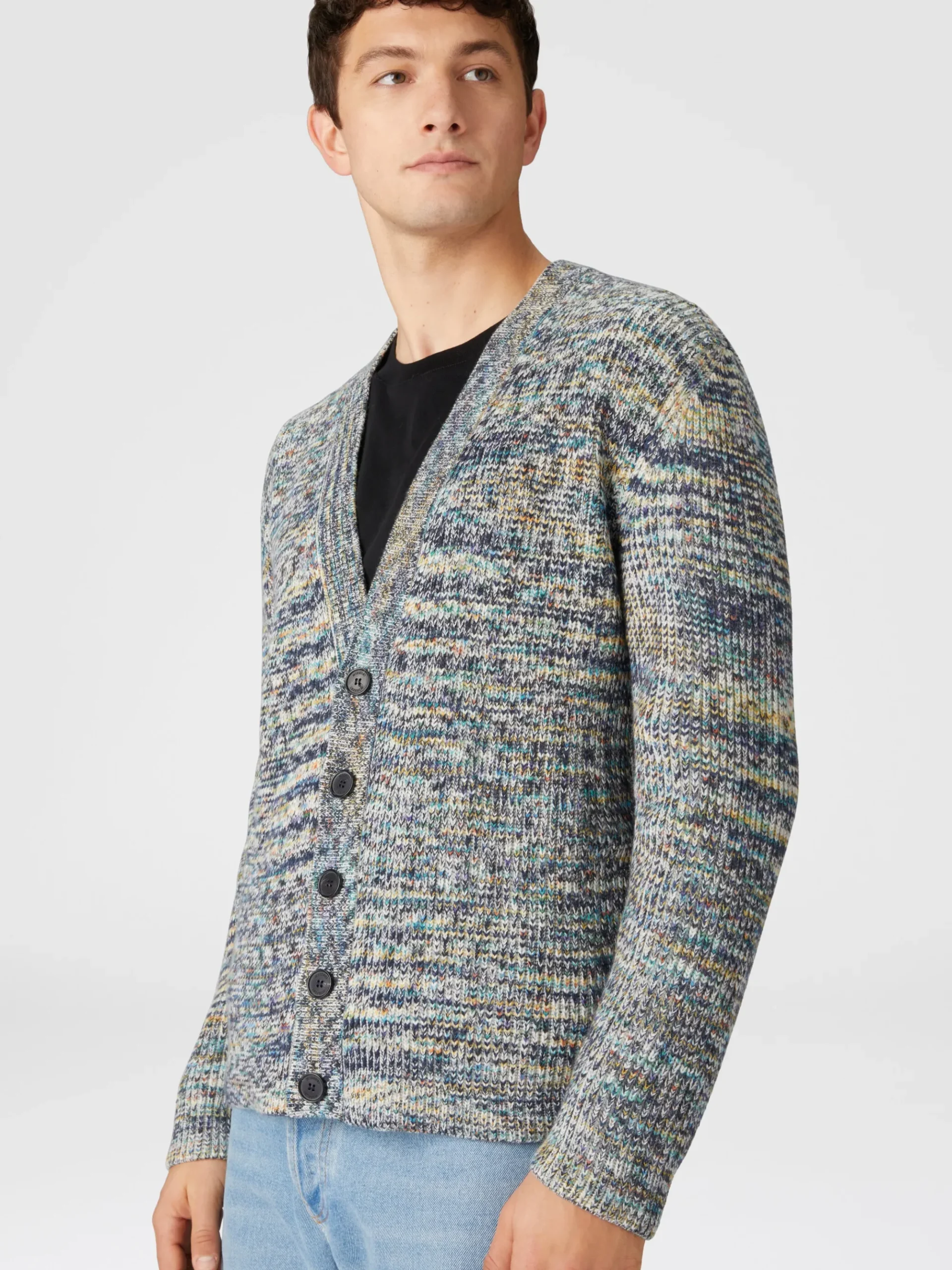Cardigan en cachemire et laine à motif flammé