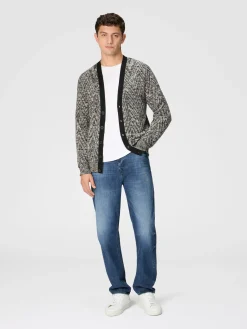 Cardigan en laine à motif flammé