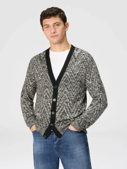 Cardigan en laine à motif flammé