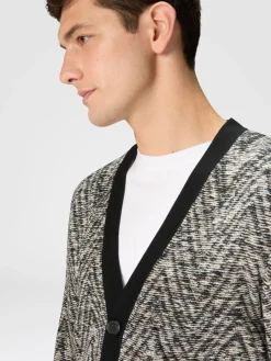 Cardigan en laine à motif flammé