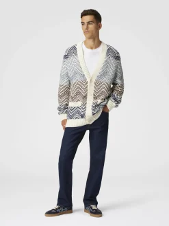 Cardigan en tricot au crochet avec macro zigzag et poches