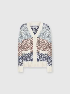 Cardigan en tricot au crochet avec macro zigzag et poches