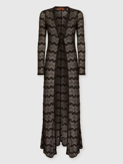 Cardigan long en viscose lamée zigzag