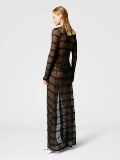 Cardigan long en viscose lamée zigzag