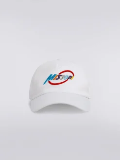 Chapeau avec visière en coton et imprimé logo multicolore