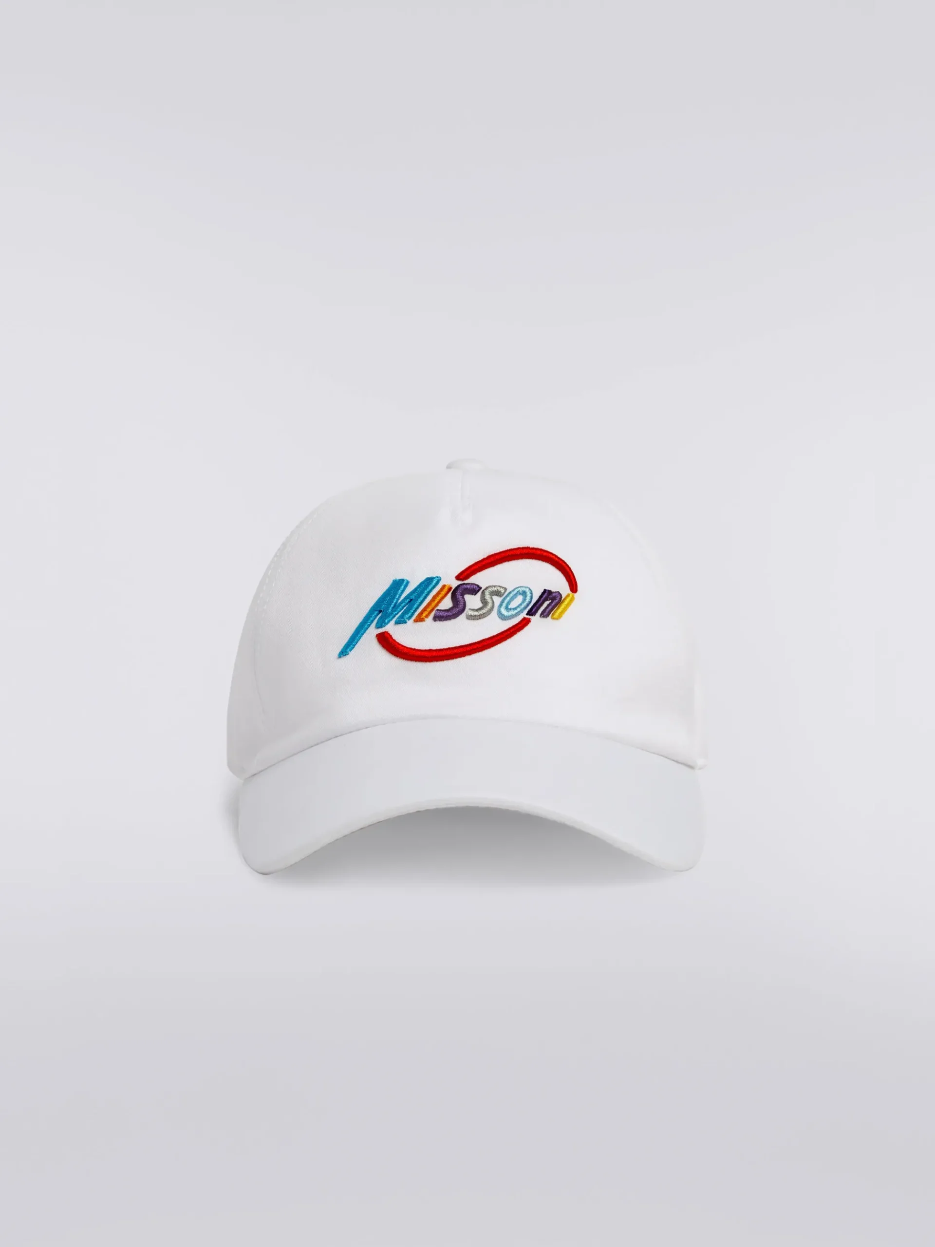 Chapeau avec visière en coton et imprimé logo multicolore