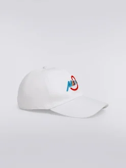 Chapeau avec visière en coton et imprimé logo multicolore