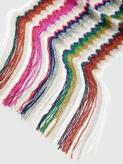 Écharpe avec motif chevron et franges