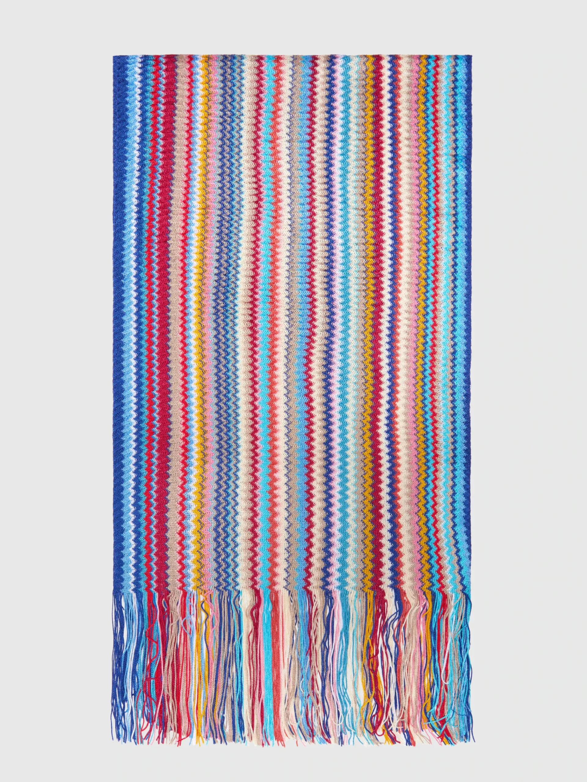 Écharpe en 100 % viscose avec motif zigzag et franges