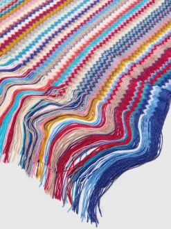 Écharpe en 100 % viscose avec motif zigzag et franges