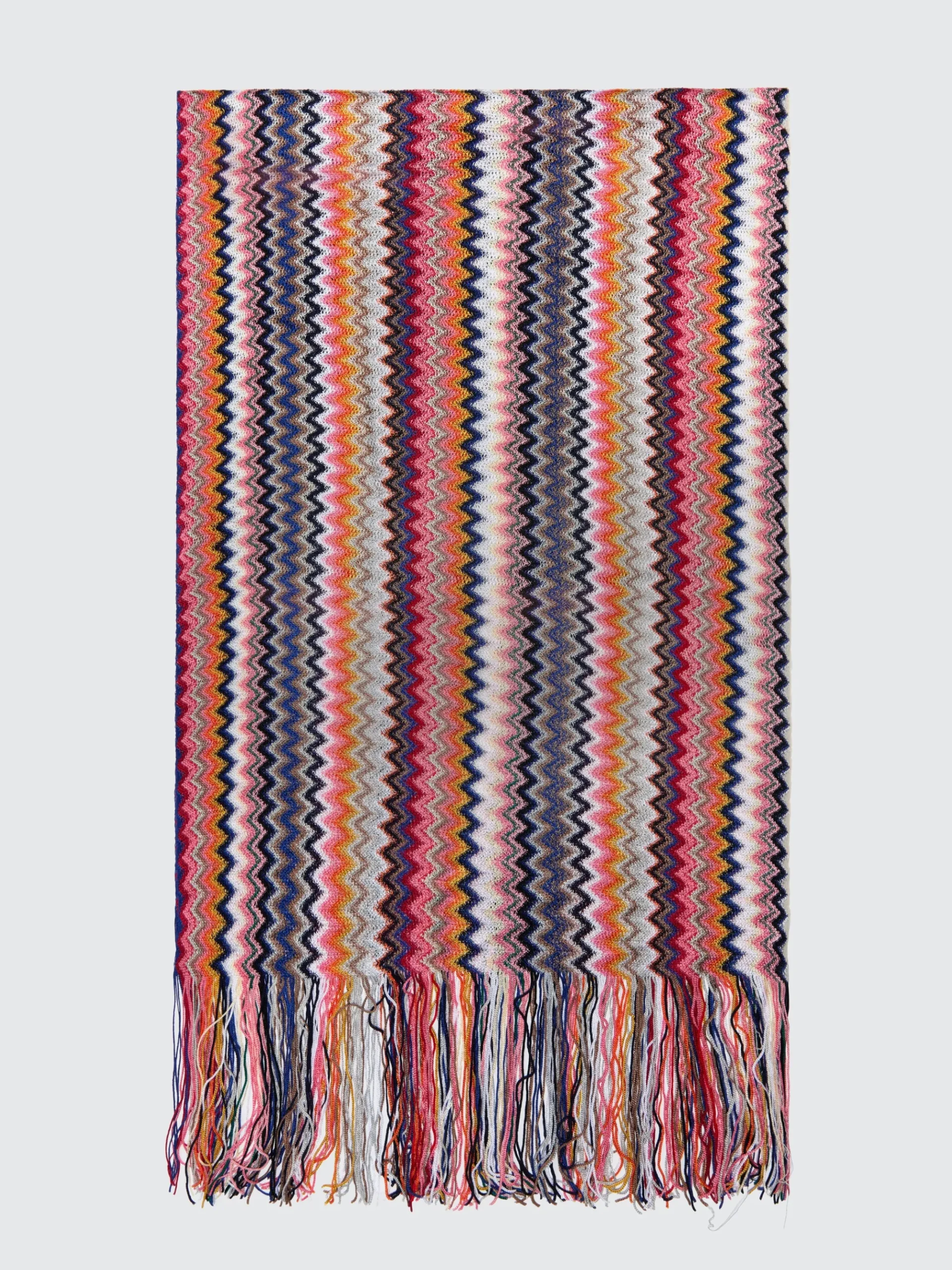 Écharpe en 100 % viscose avec motif chevron et franges