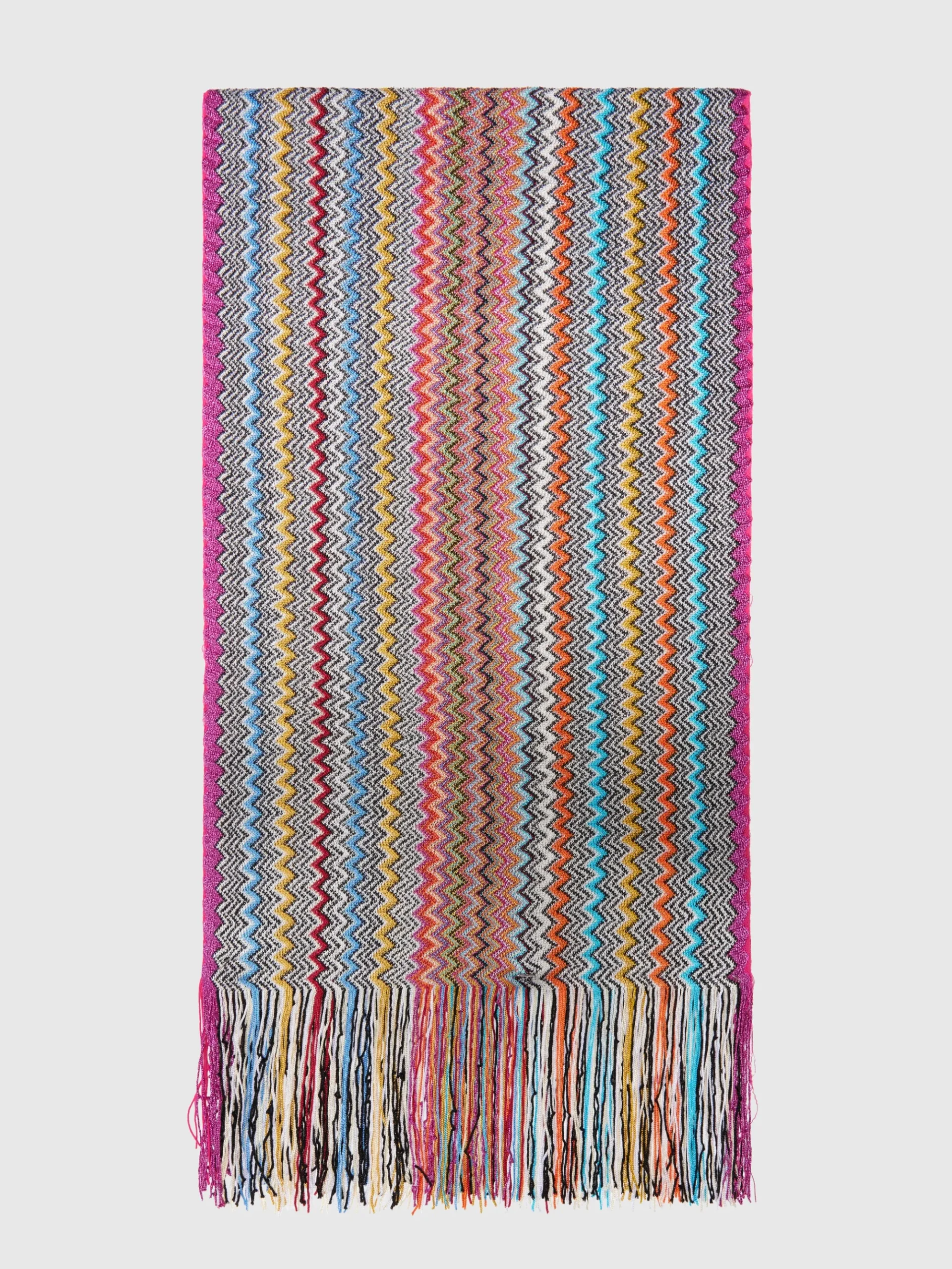 Écharpe en mélange de viscose zig zag avec longues franges