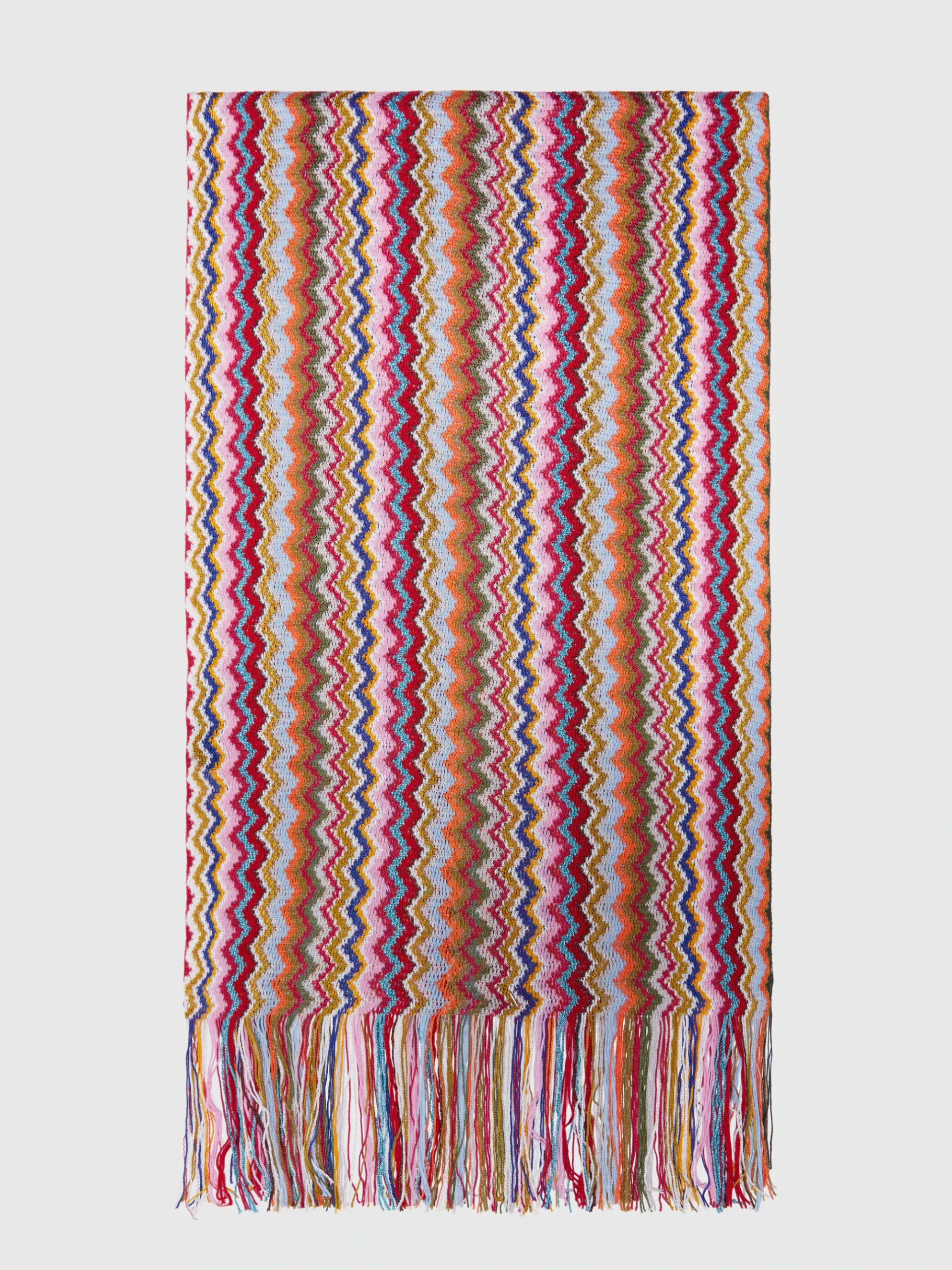 Écharpe en mélange de viscose zig zag avec longues franges