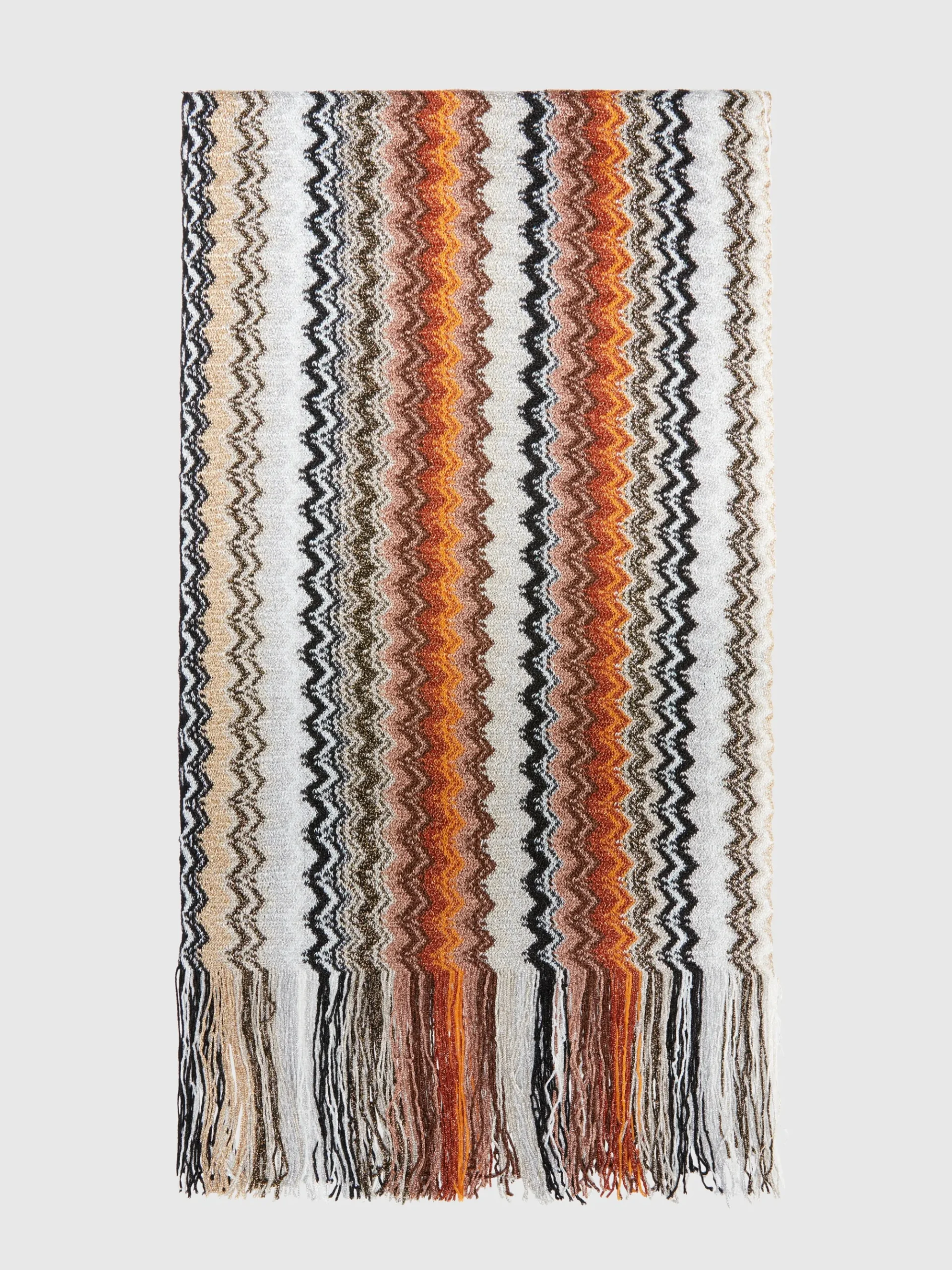 Écharpe en viscose avec motif à chevrons et franges