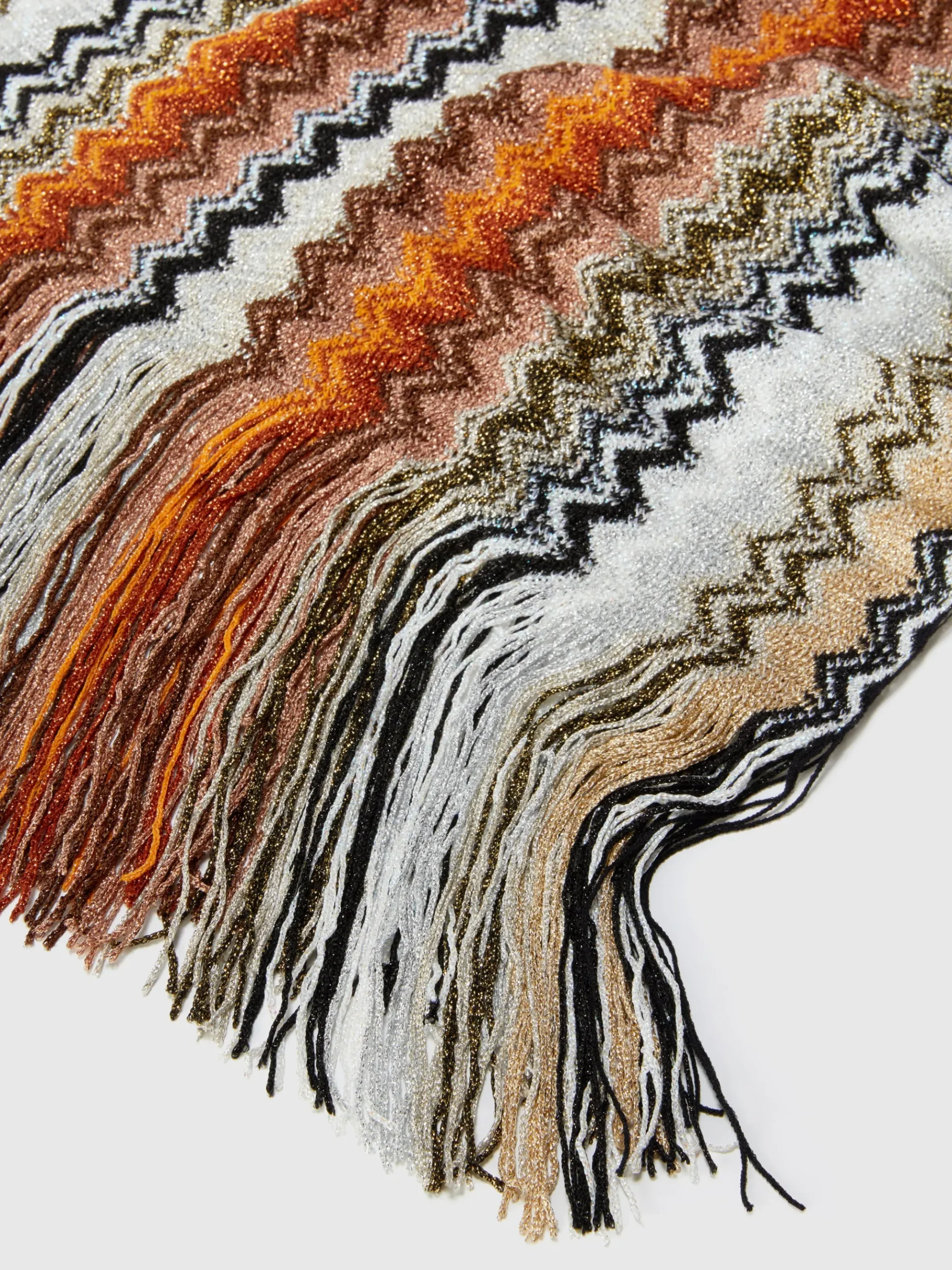 Écharpe en viscose avec motif à chevrons et franges