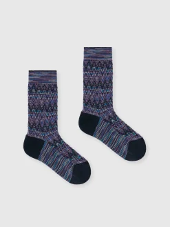 Chaussettes en coton à chevrons