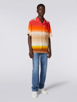 Chemise à manches courtes en viscose à dégradé