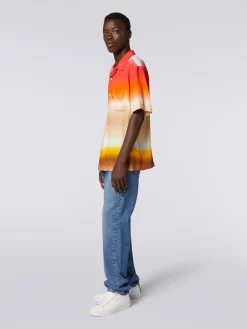 Chemise à manches courtes en viscose à dégradé
