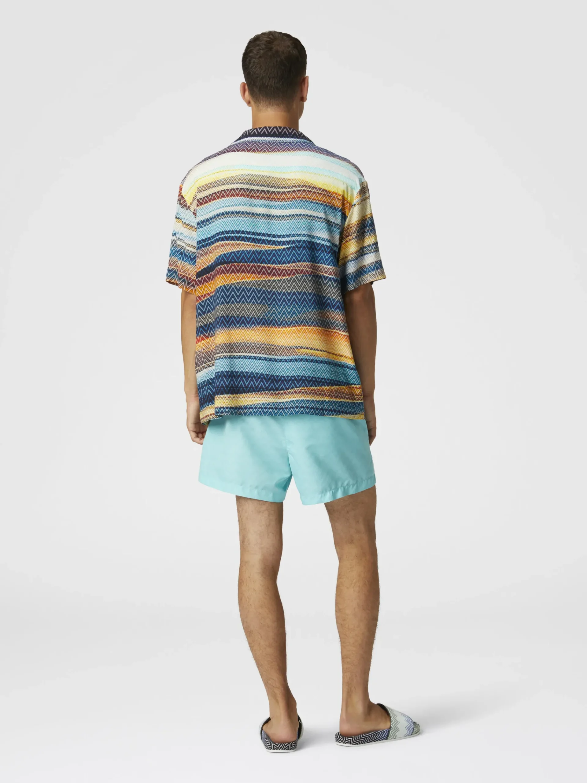 Chemise bowling avec imprimé zigzag dégradé et poche poitrine