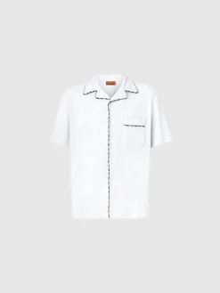 Chemise bowling en éponge de coton zig zag aux profils contrastés