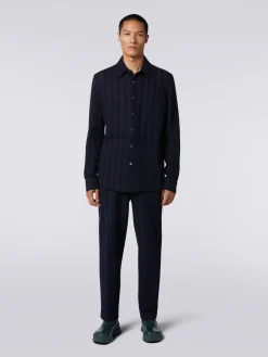 Chemise en coton et viscose à chevrons