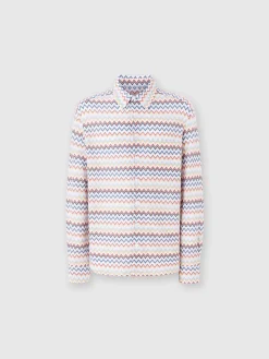 Chemise en coton zig zag avec poche poitrine