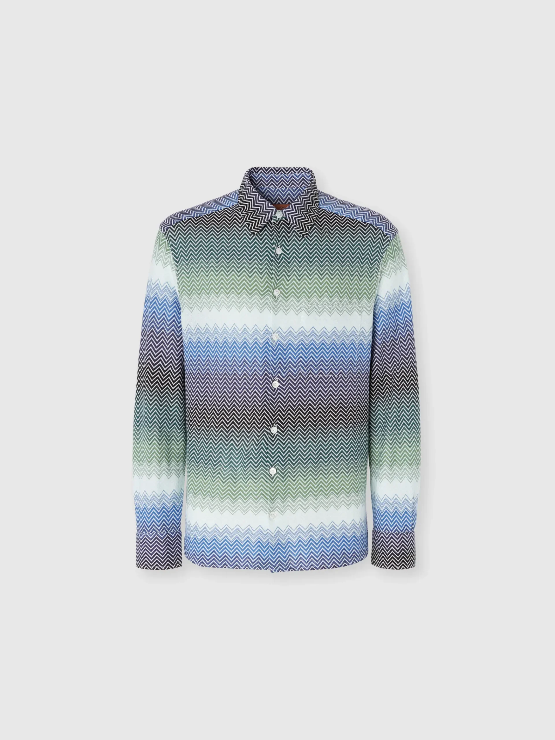 Chemise en maille de coton zig zag dégradée avec poche poitrine