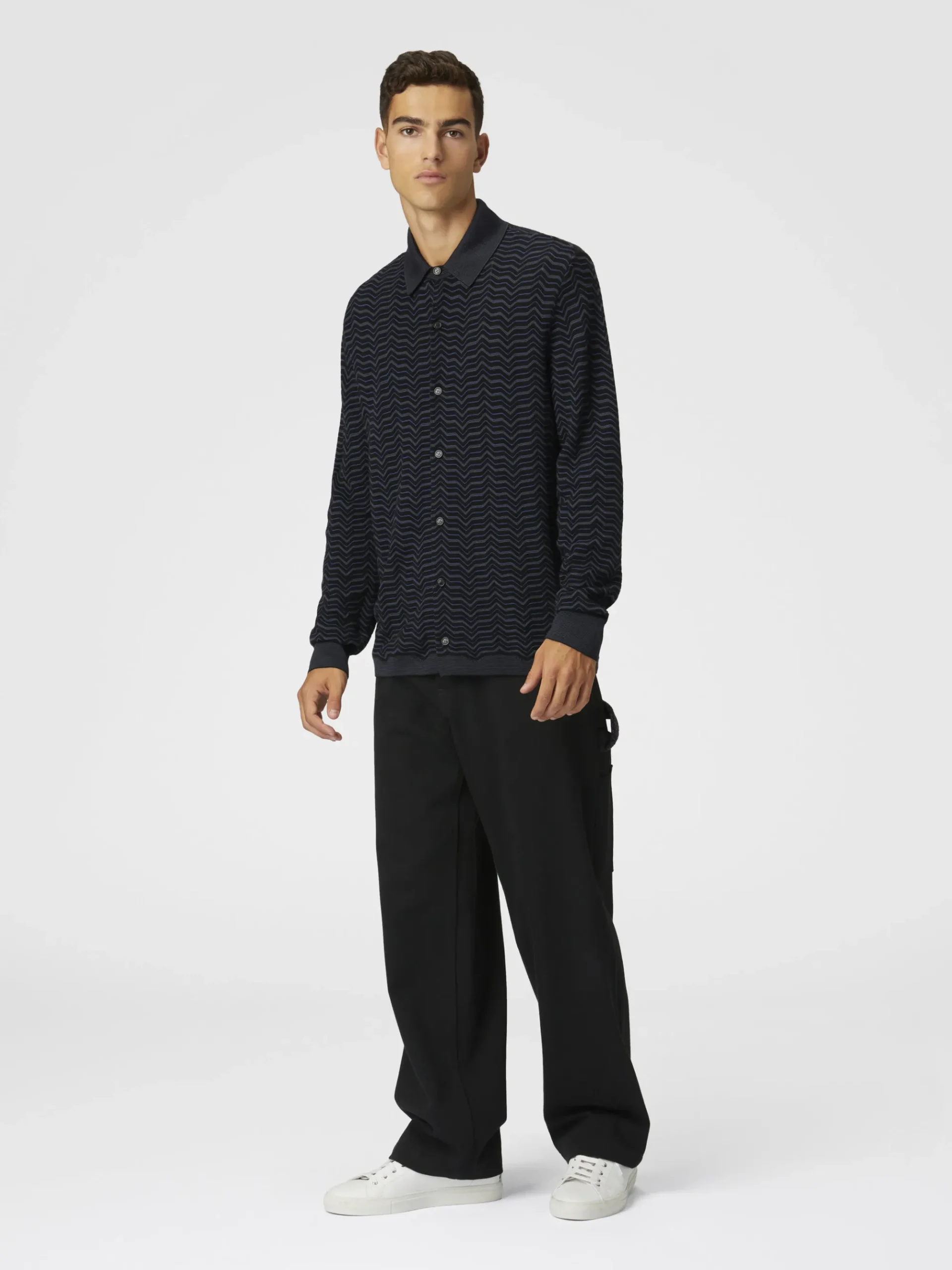 Chemise en maille de laine et viscose à vagues