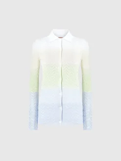 Chemise en maille viscose dégradée à chevrons