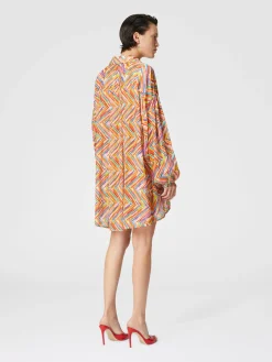 Chemise oversize en coton et soie mélangés imprimés