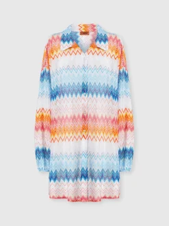 Chemise oversize en viscose mélangée lamé zigzag