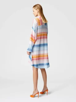 Chemise oversize en viscose mélangée lamé zigzag