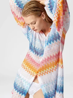 Chemise oversize en viscose mélangée lamé zigzag