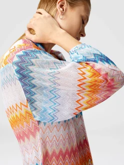 Chemise oversize en viscose mélangée lamé zigzag