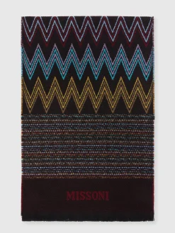 Châle en laine multi-mailles avec logo