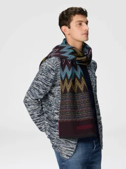 Châle en laine multi-mailles avec logo