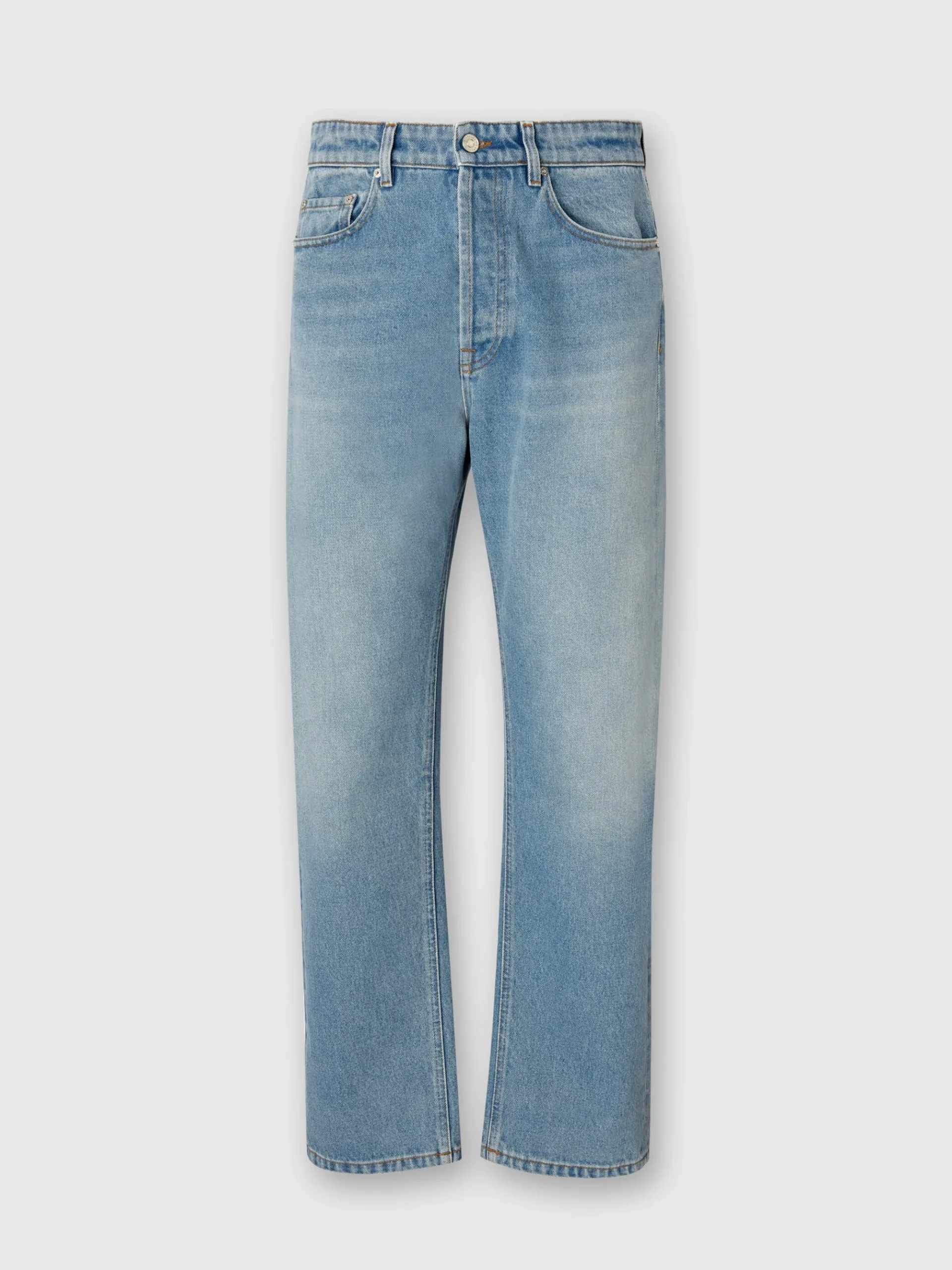 Cinq poches en jean avec broderie en zigzag