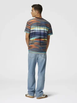 Cinq poches en jean avec broderie en zigzag