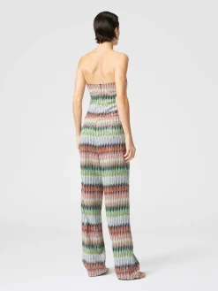 Combinaison bustier longue en maille zigzag dégradée à sequins